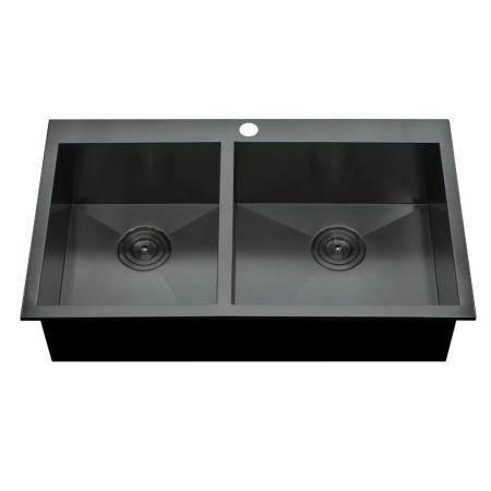 Double metal sink for kitchen 1 hole