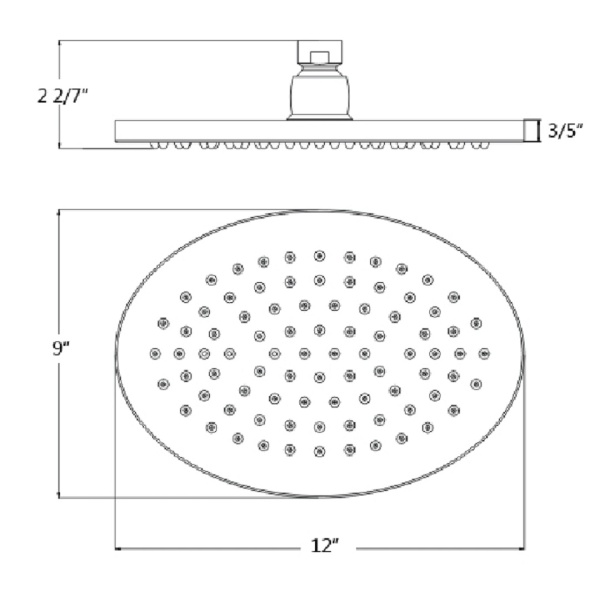 12″ Oval shower head