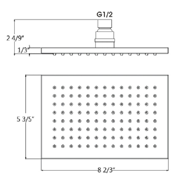 6″ x 9″ Rectangular shower head