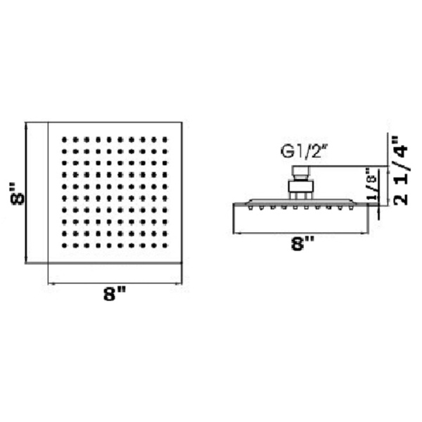 8″ x 8″ Square shower head