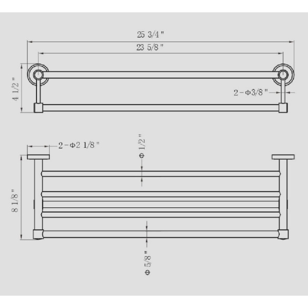 26″ Towel shelf with bar