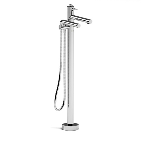 Riobel -2-way Type T (thermostatic) coaxial floor-mount tub filler with hand shower - GS39C Chrome