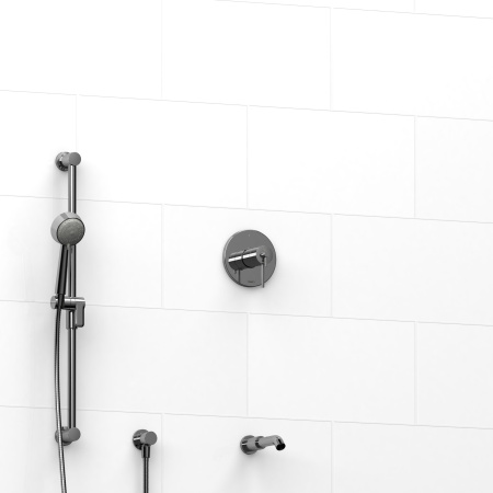 Riobel -½" 2-way coaxial system with spout and hand shower rail - KIT#1223CSTM