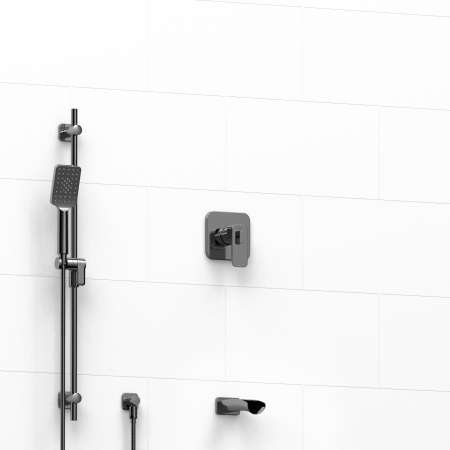 Riobel -½" 2-way coaxial system with spout and hand shower rail - KIT#1223EQ