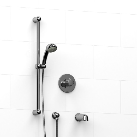 Riobel -½" 2-way coaxial system with spout and hand shower rail - KIT#1223FI+