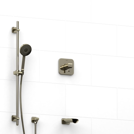 Riobel -½" 2-way coaxial system with spout and hand shower rail - KIT#1223SA