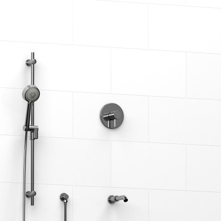 Riobel -½" 2-way coaxial system with spout and hand shower rail - KIT#1223SHTM