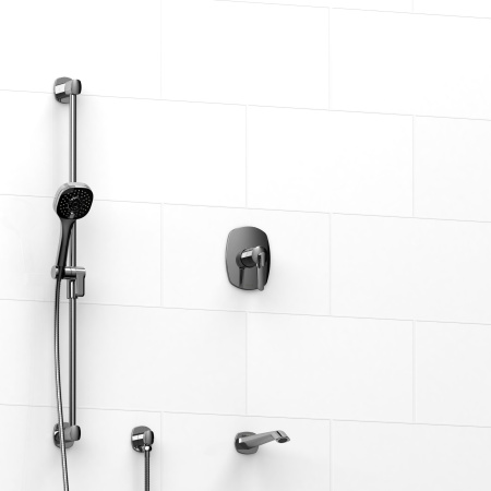Riobel -½" 2-way coaxial system with spout and hand shower rail - KIT#1223VY