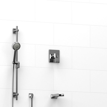 Riobel -½" 2-way coaxial system with spout and hand shower rail - KIT#1223ZOTQ