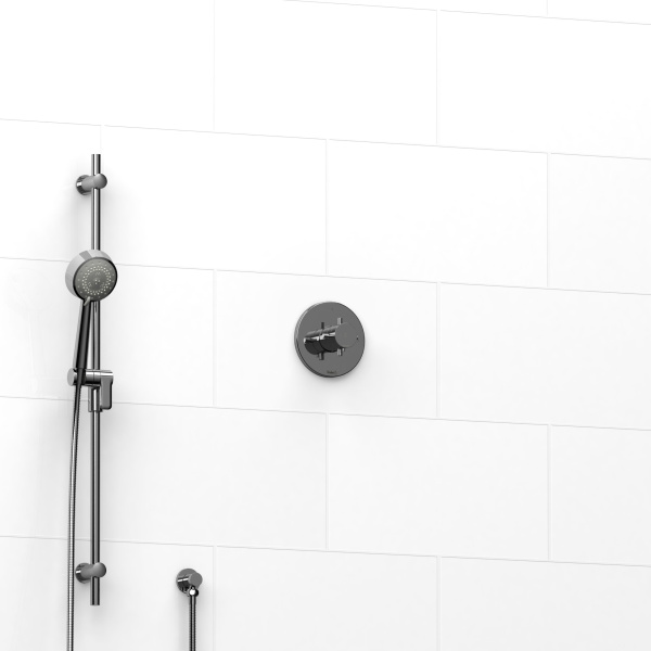 Riobel -½" 2-way coaxial system with hand shower rail - KIT#123PATM+