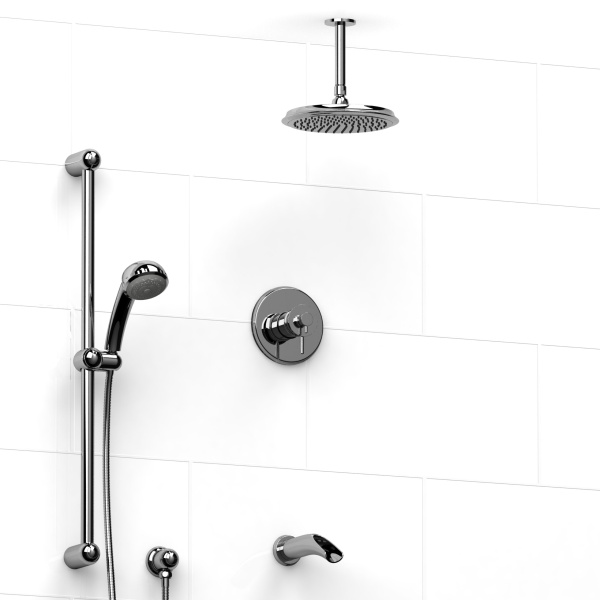 Riobel -½’’ coaxial 3-way system with hand shower rail, shower head and spout – KIT#1345AT
