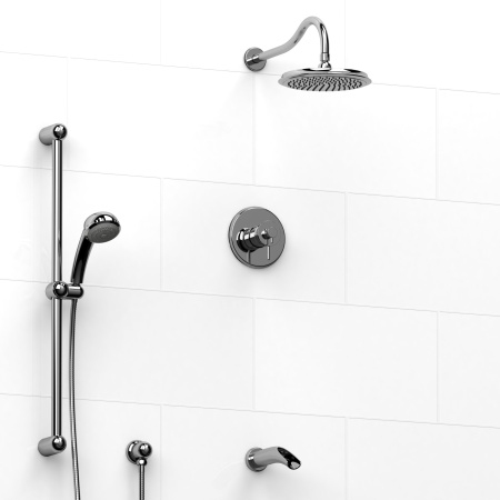 Riobel -½’’ coaxial 3-way system with hand shower rail, shower head and spout - KIT#1345AT