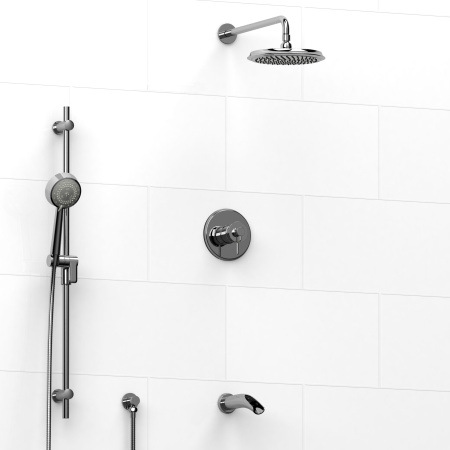 Riobel -½’’ coaxial 3-way system with hand shower rail, shower head and spout - KIT#1345ATOP