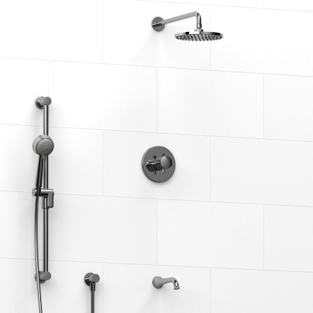 Riobel -½’’ coaxial 3-way system with hand shower rail, shower head and spout - KIT#1345EDTM+