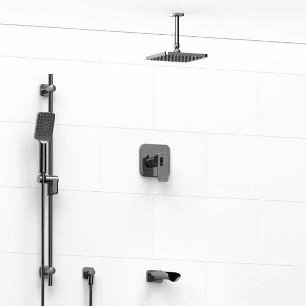 Riobel -½’’ coaxial 3-way system with hand shower rail, shower head and spout – KIT#1345EQ