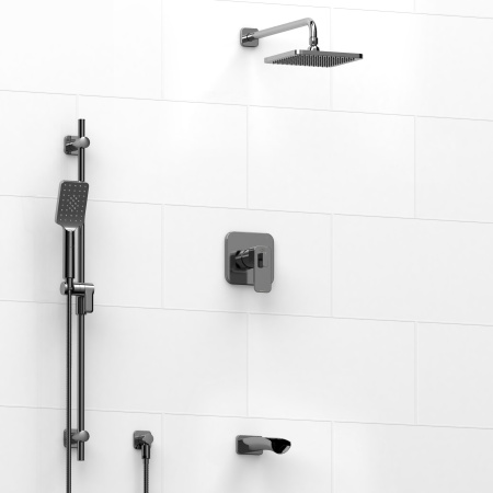 Riobel -½’’ coaxial 3-way system with hand shower rail, shower head and spout - KIT#1345EQ