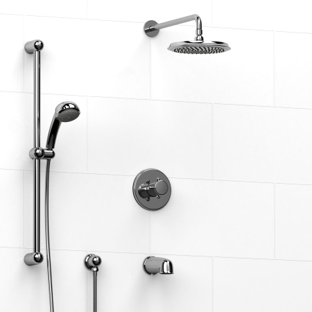 Riobel -½’’ coaxial 3-way system with hand shower rail, shower head and spout - KIT#1345GN+