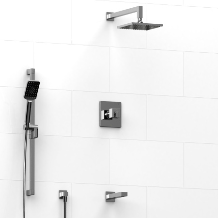 Riobel -½’’ coaxial 3-way system with hand shower rail, shower head and spout - KIT#1345KSTQ