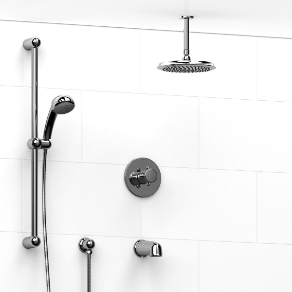 Riobel -½’’ coaxial 3-way system with hand shower rail, shower head and spout – KIT#1345MA+