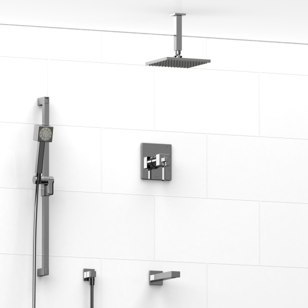 Riobel -½’’ coaxial 3-way system with hand shower rail, shower head and spout – KIT#1345MZ