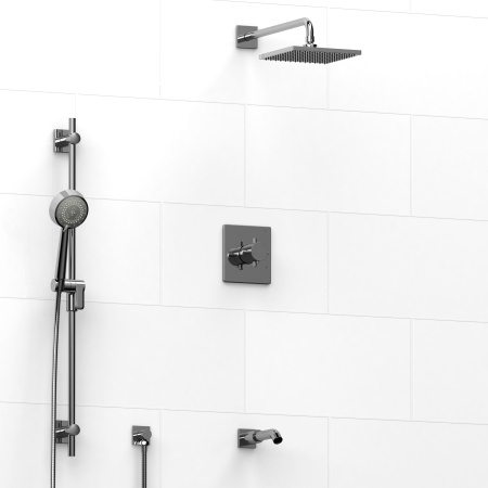 Riobel -½’’ coaxial 3-way system with hand shower rail, shower head and spout - KIT#1345PATQ+