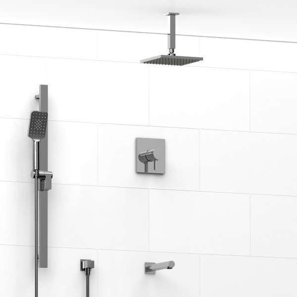Riobel -½’’ coaxial 3-way system with hand shower rail, shower head and spout – KIT#1345PXTQ