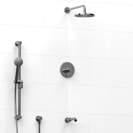 Riobel -½’’ coaxial 3-way system with hand shower rail, shower head and spout - KIT#1345RUTM