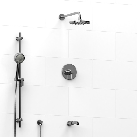 Riobel -½’’ coaxial 3-way system with hand shower rail, shower head and spout - KIT#1345SHTM