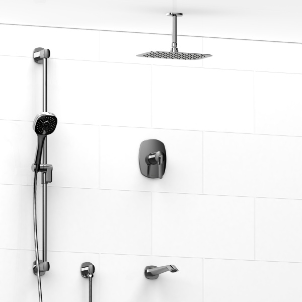 Riobel -½’’ coaxial 3-way system with hand shower rail, shower head and spout – KIT#1345VY