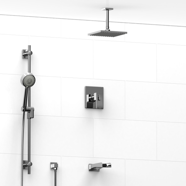 Riobel -½’’ coaxial 3-way system with hand shower rail, shower head and spout – KIT#1345ZOTQ