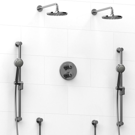 Riobel -Type T/Pdouble coaxial system with 2 hand shower rails, elbow supply and 2 shower heads - KIT#1546CSTM