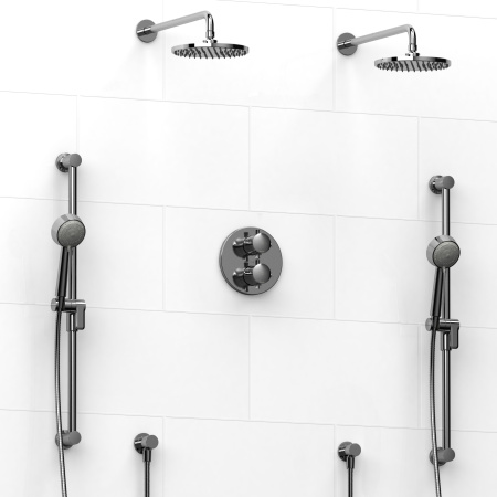Riobel -Type T/Pdouble coaxial system with 2 hand shower rails, elbow supply and 2 shower heads - KIT#1546EDTM+