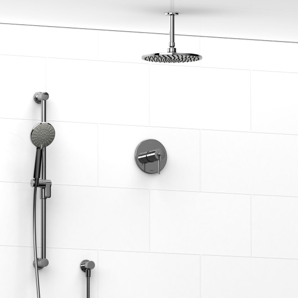 Riobel -½’’ coaxial system with hand shower rail and shower head – KIT#1623