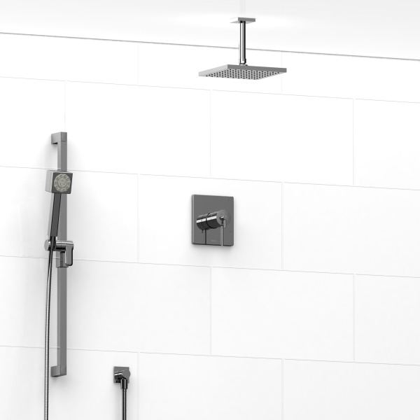 Riobel -½’’ coaxial thermostatic system with hand shower rail and shower head – KIT#1723