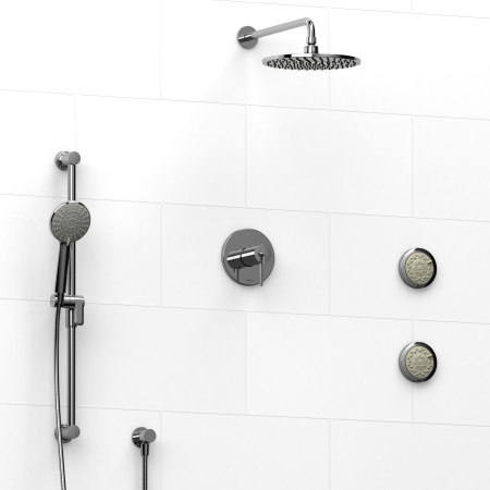Riobel -½’’ coaxial system with hand shower rail, 2 body jets and shower head - KIT#1845