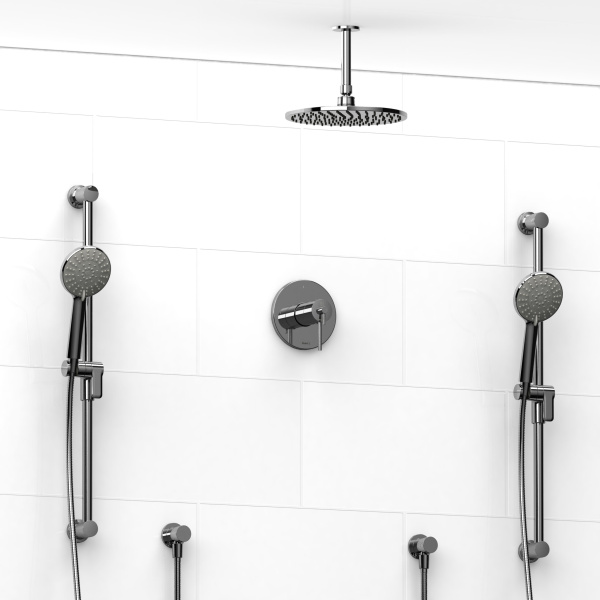 Riobel -½’’ coaxial 3-way system with 2 hand shower rails and shower head – KIT#2245