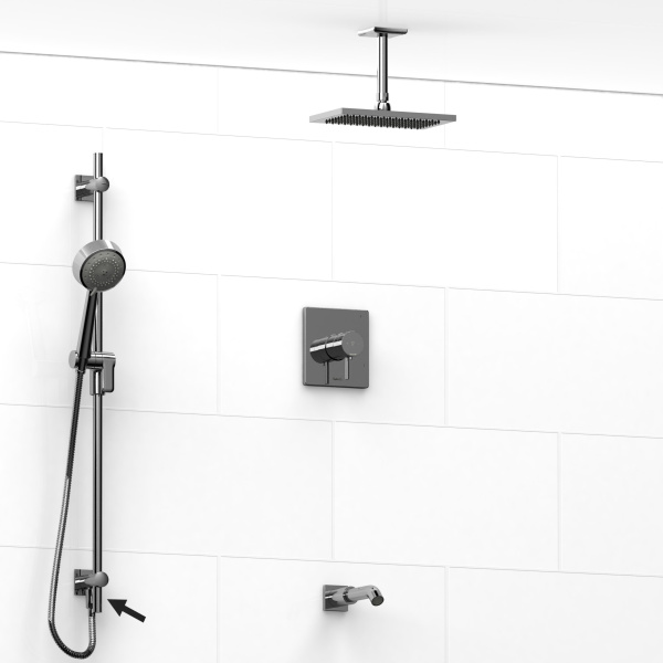 Riobel -½’’ coaxial 3-way system, hand shower rail, shower head and spout  – KIT#2645