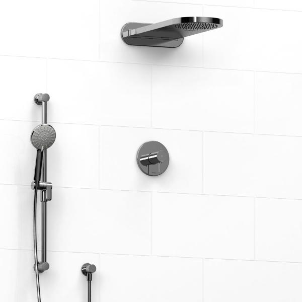 Riobel -½’’ coaxial 3-way system with hand shower rail and rain and cascade shower head - KIT#2745