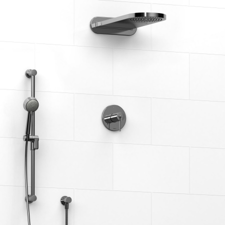Riobel -½’’ coaxial 3-way system with hand shower rail and rain and cascade shower head - KIT#2745CSTM