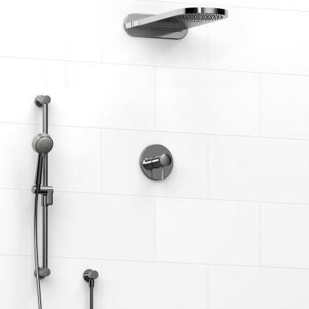 Riobel -½’’ coaxial 3-way system with hand shower rail and rain and cascade shower head - KIT#2745EDTM