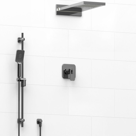 Riobel -½’’ coaxial 3-way system with hand shower rail and rain and cascade shower head - KIT#2745EQ