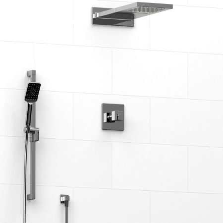 Riobel -½’’ coaxial 3-way system with hand shower rail and rain and cascade shower head - KIT#2745KSTQ