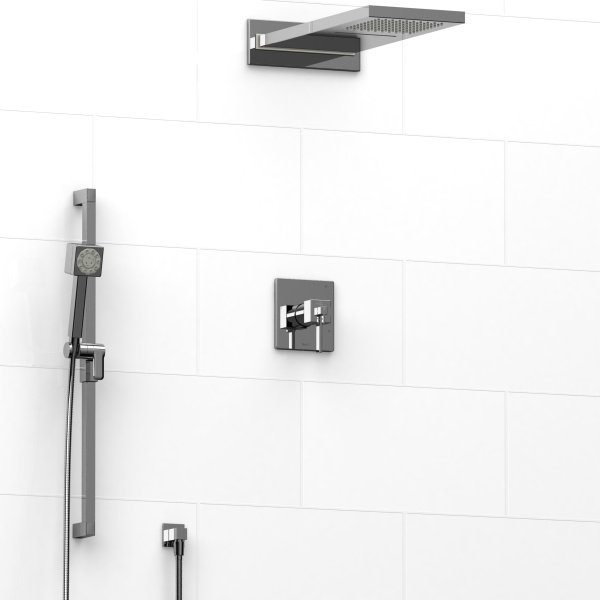 Riobel -½’’ coaxial 3-way system with hand shower rail and rain and cascade shower head - KIT#2745MZ