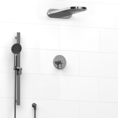 Riobel -½’’ coaxial 3-way system with hand shower rail and rain and cascade shower head - KIT#2745PXTM