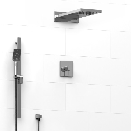 Riobel -½’’ coaxial 3-way system with hand shower rail and rain and cascade shower head - KIT#2745PXTQ