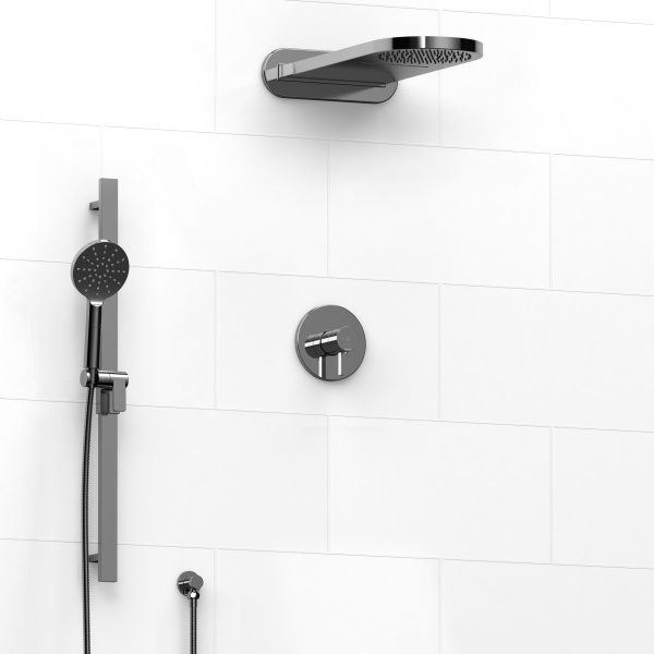 Riobel -½’’ coaxial 3-way system with hand shower rail and rain and cascade shower head - KIT#2745SHTM