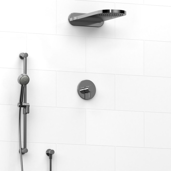 Riobel -½’’ coaxial 3-way system with hand shower rail and rain and cascade shower head - KIT#2745SYTM