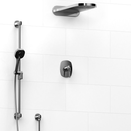 Riobel -½’’ coaxial 3-way system with hand shower rail and rain and cascade shower head - KIT#2745VY