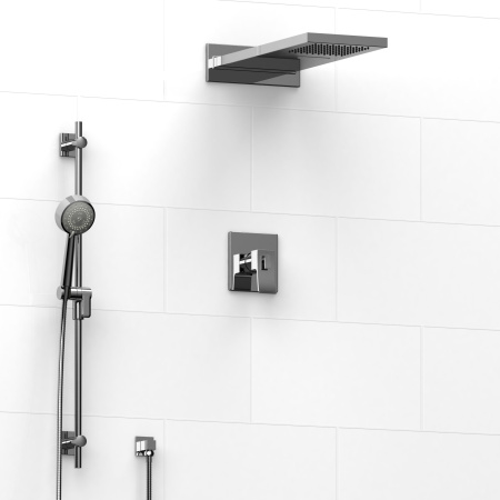 Riobel -½’’ coaxial 3-way system with hand shower rail and rain and cascade shower head - KIT#2745ZOTQ