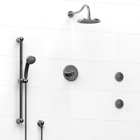 Riobel -½’’ coaxial 3-way system with hand shower rail, shower head and spout - KIT#3545AT